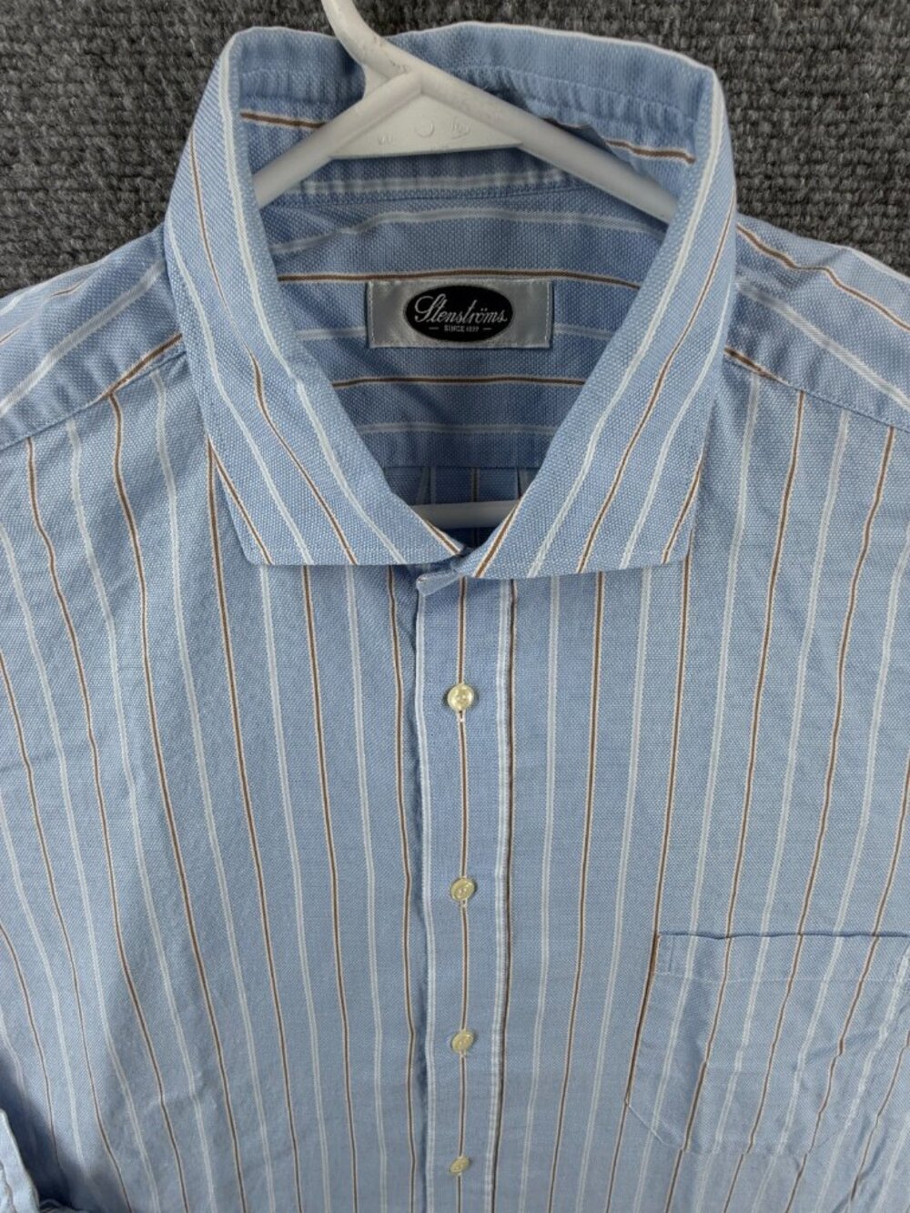 Stenstroms Striped Cotton 44 Mens Shirt Button Up Long Sleeve Pocket Spread